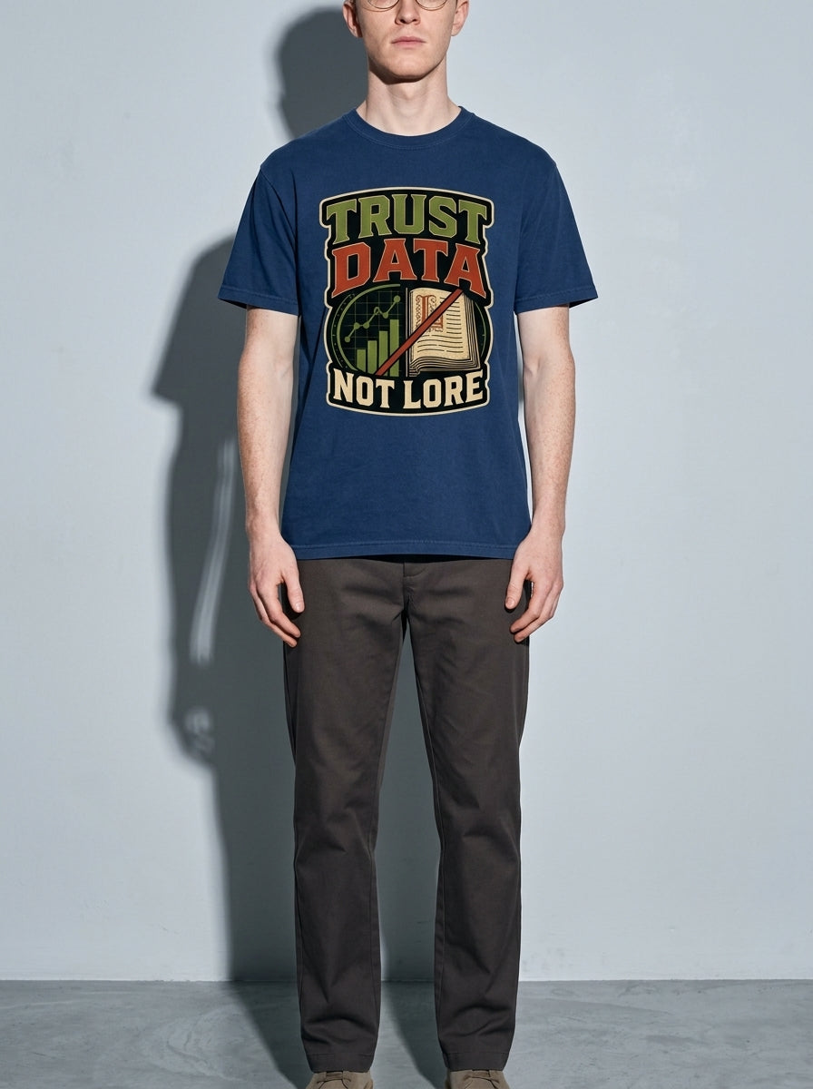 Trust Data, Not Lore Premium Shirt - true-navy--bust_to_thigh