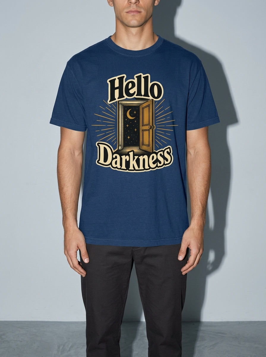 Hello Darkness Premium Shirt - true-navy--bust_to_thigh