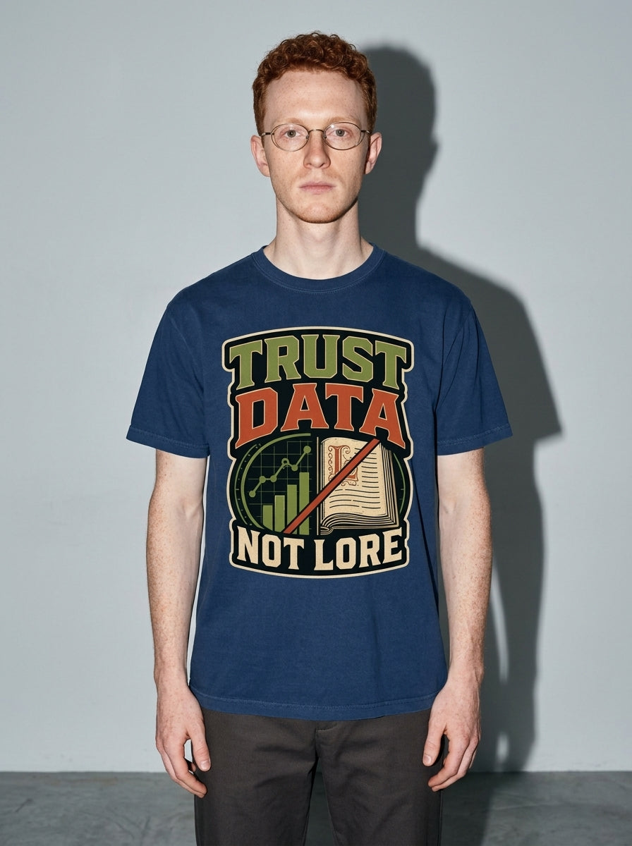 Trust Data, Not Lore Premium Shirt - true-navy--bust_to_thigh