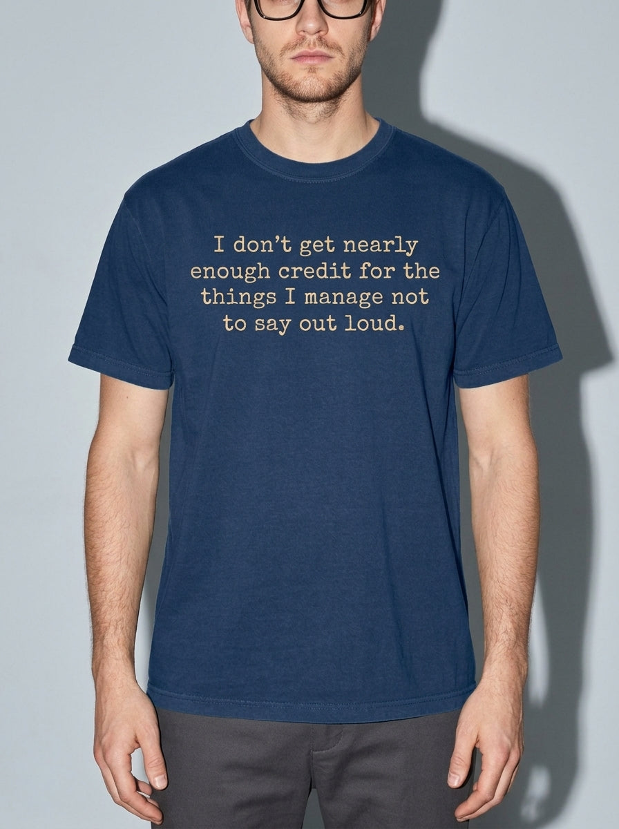 Nearly Enough Credit Premium Shirt - true-navy--bust_to_thigh