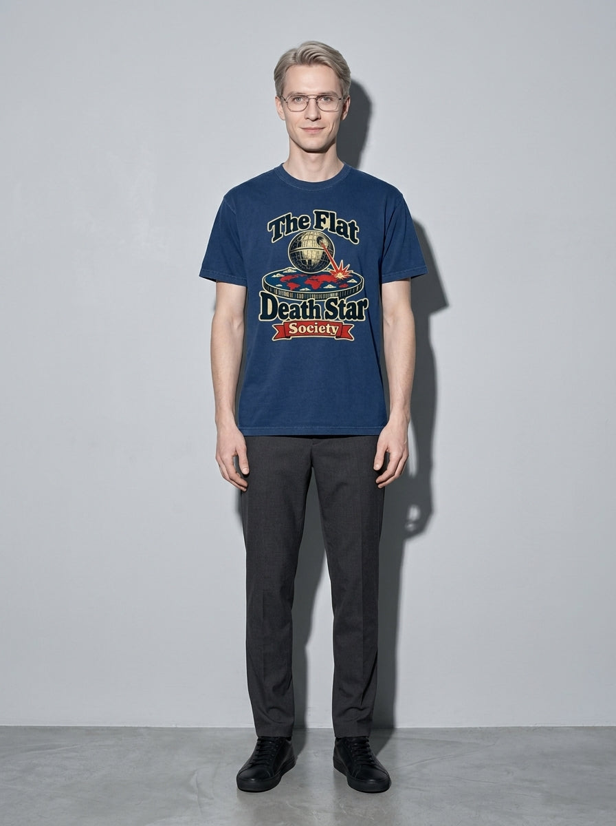 Flat Death Star Society Premium Shirt - true-navy--main