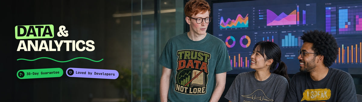 Data & Analytics collection: people wearing CodeCulture shirts from this collection