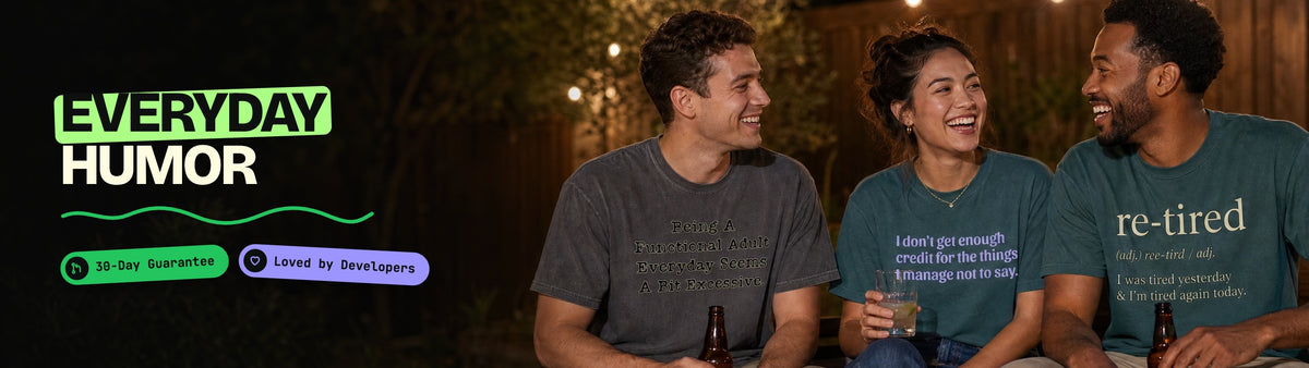 Everyday Humor collection: people wearing CodeCulture shirts from this collection