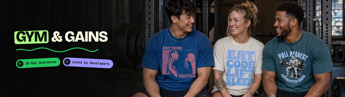 Gym & Gains collection: people wearing CodeCulture shirts from this collection