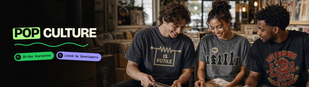 Pop Culture & Music collection: people wearing CodeCulture shirts from this collection