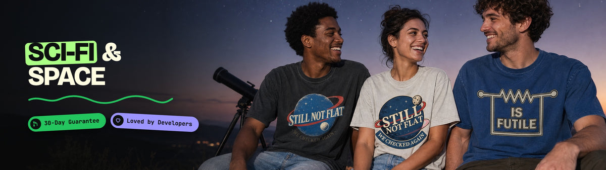 Sci-Fi & Space collection: people wearing CodeCulture shirts from this collection