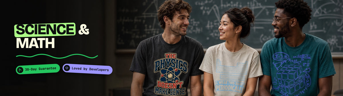 Science & Math collection: people wearing CodeCulture shirts from this collection