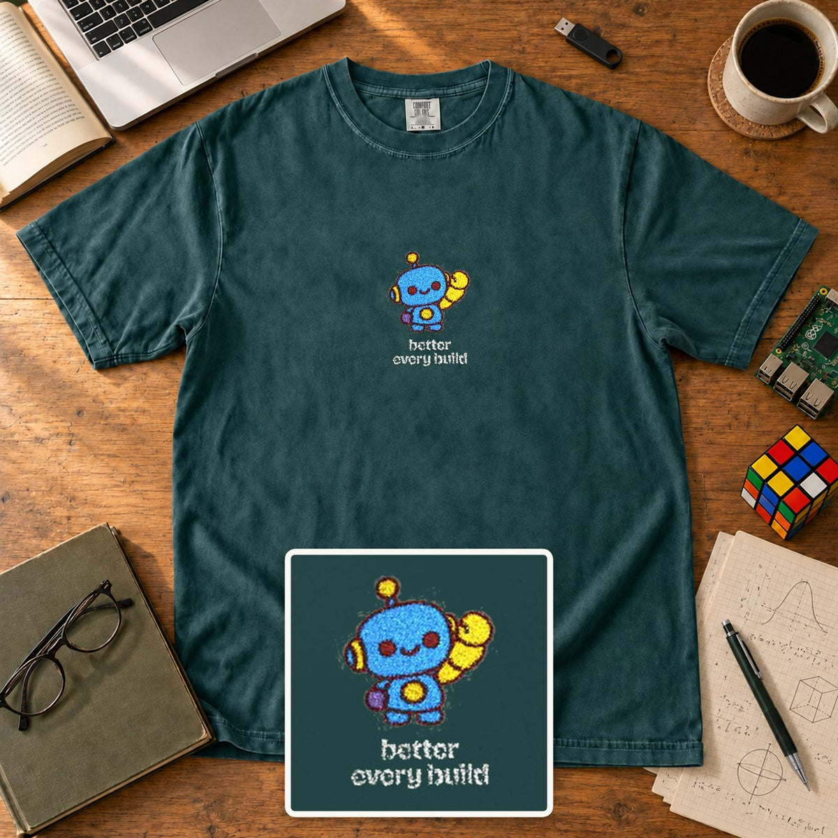 Better Every Build Embroidered Shirt in Blue Spruce