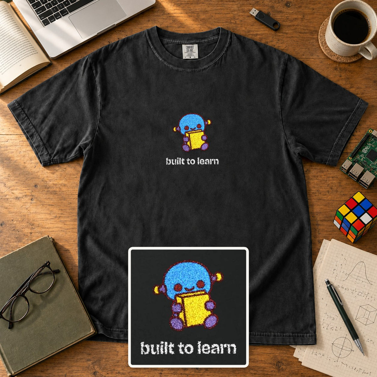 Built To Learn Embroidered Shirt in Black