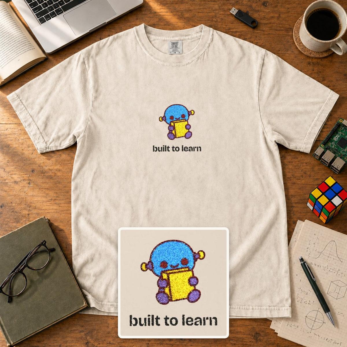 Built To Learn Embroidered Shirt in Ivory