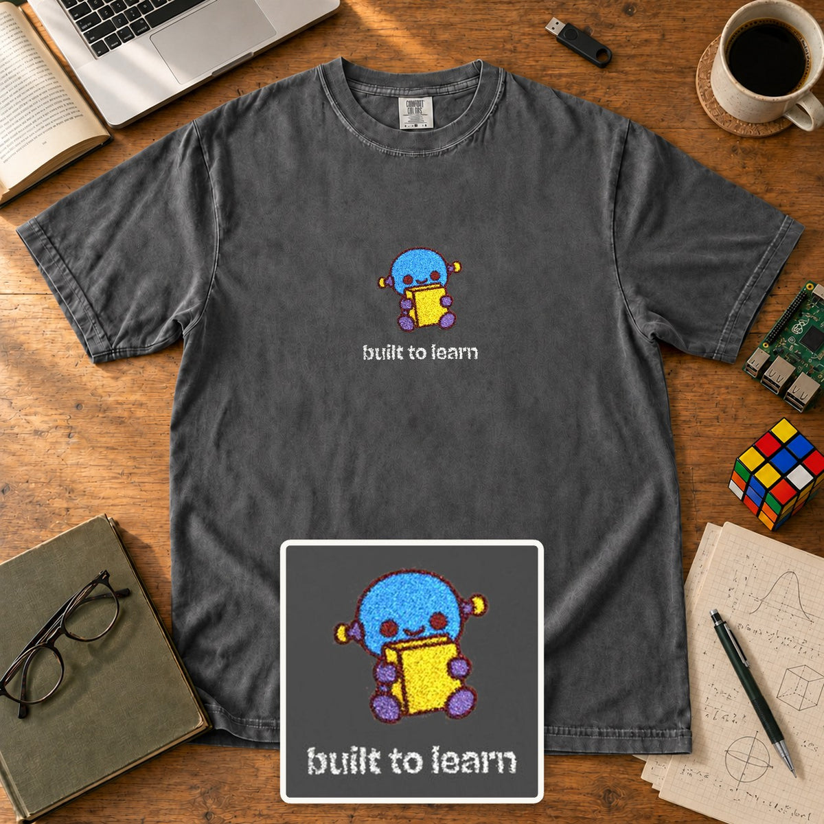 Built To Learn Embroidered Shirt in Pepper