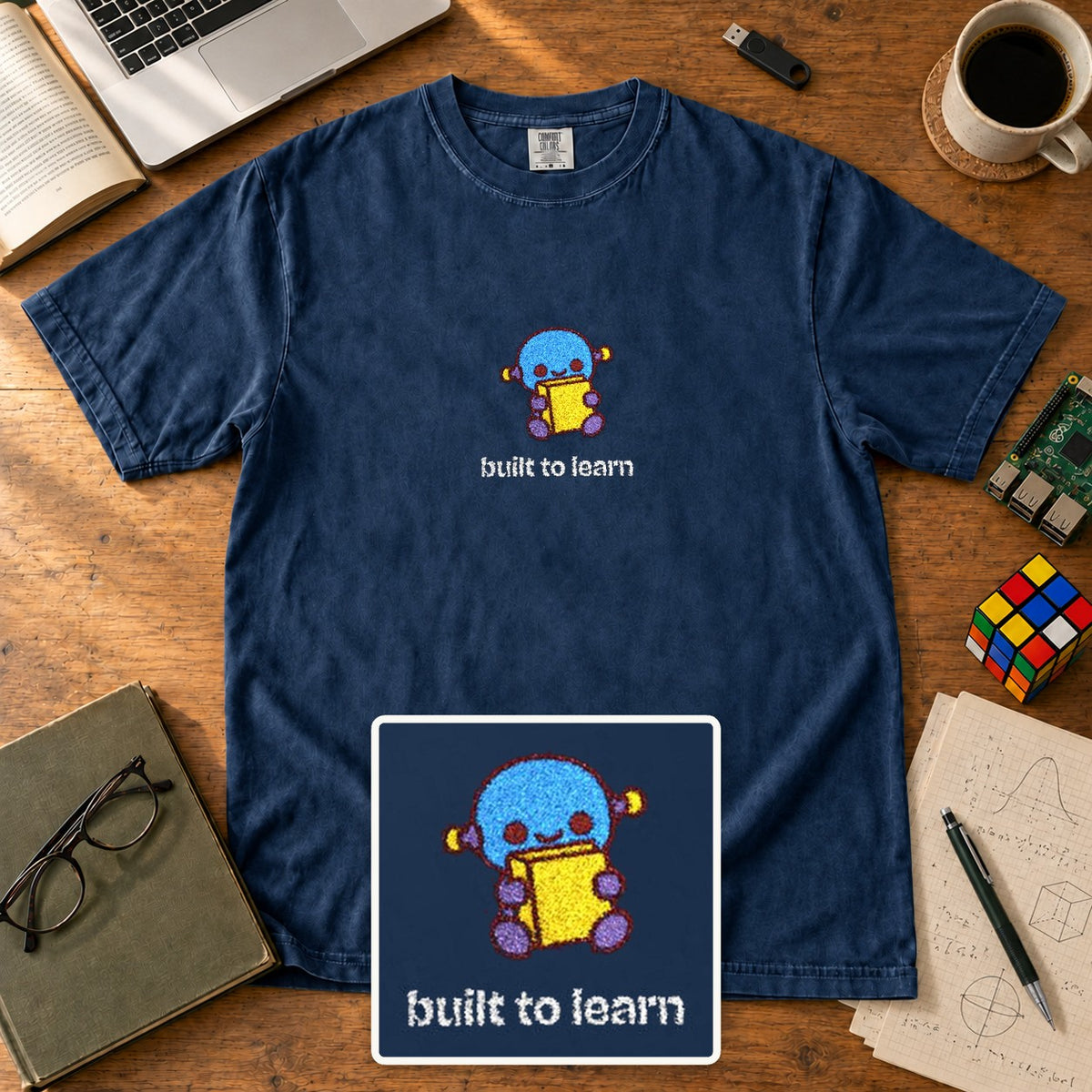 Built To Learn Embroidered Shirt in True Navy