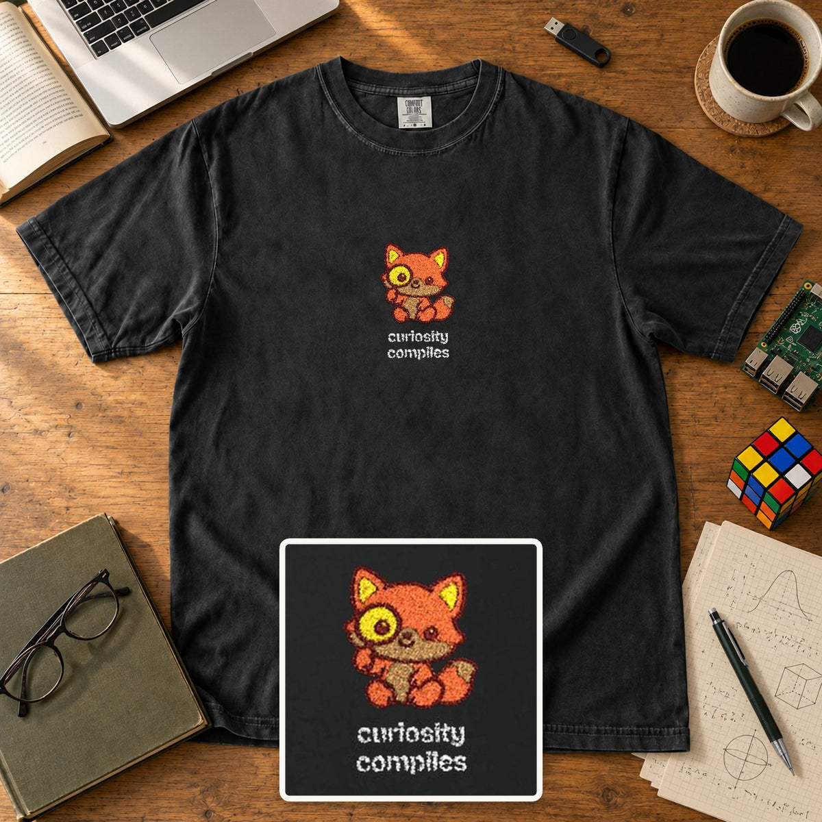 Curiosity Compiles Embroidered Shirt in Black