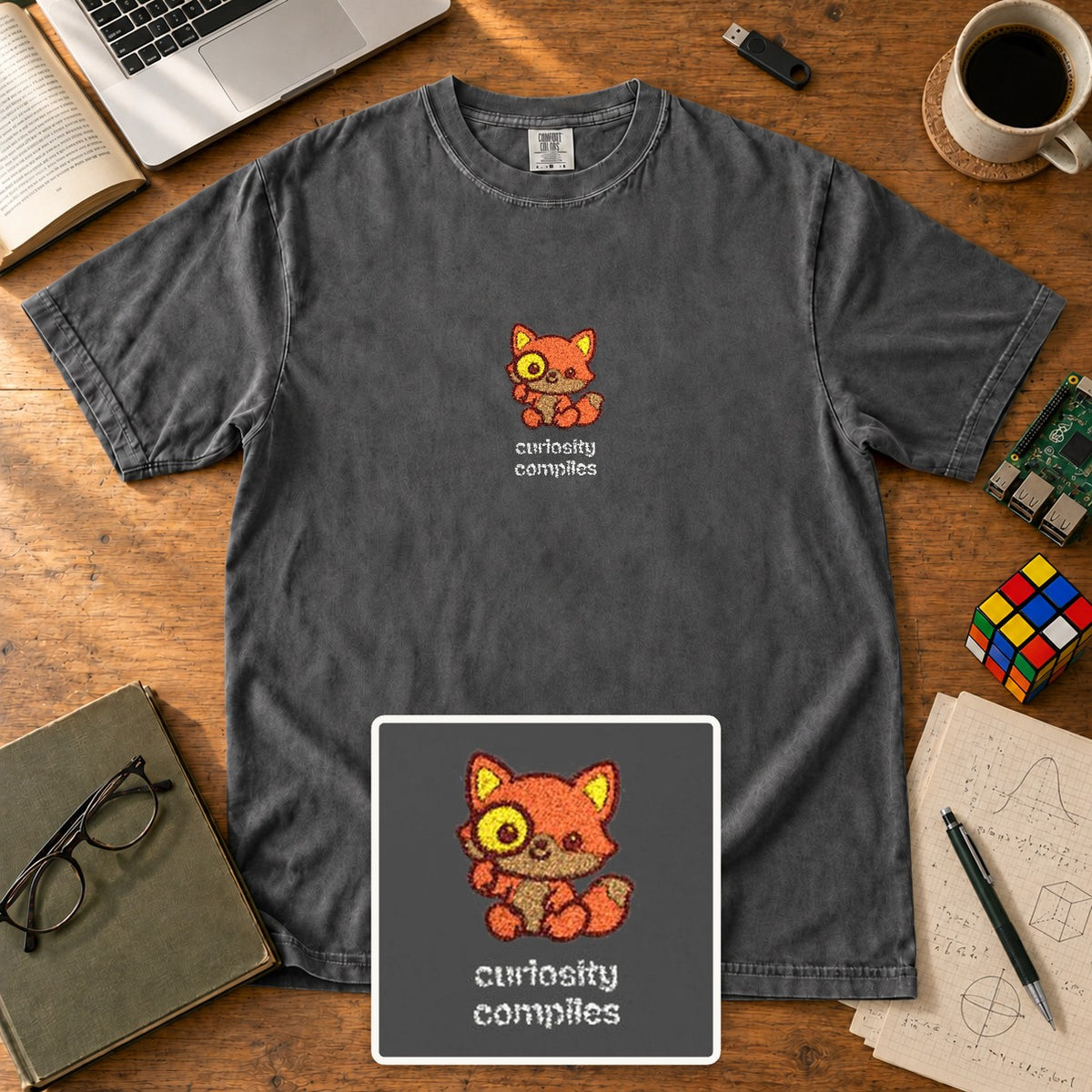 Curiosity Compiles Embroidered Shirt in Pepper