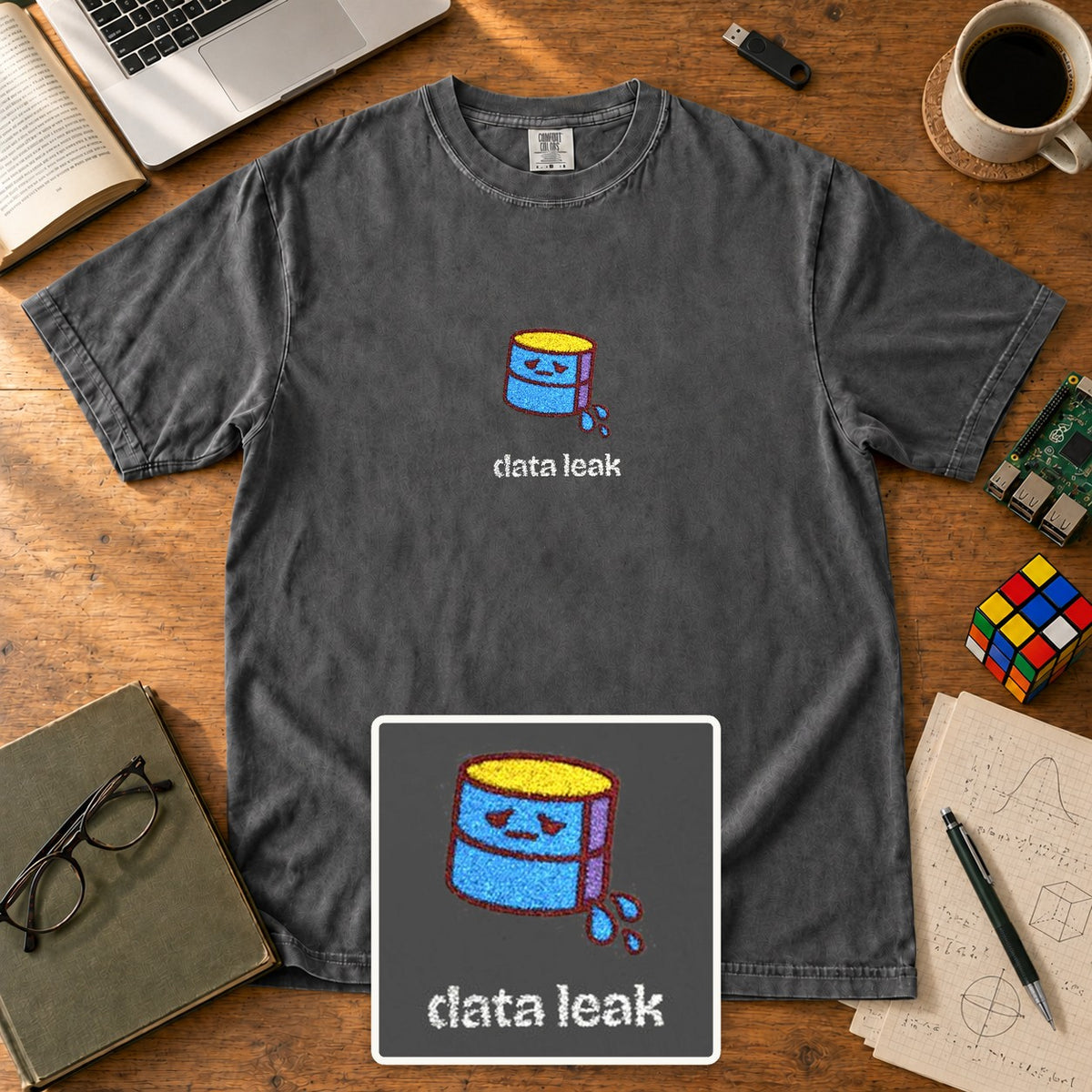 Data Leak Embroidered Shirt in Pepper