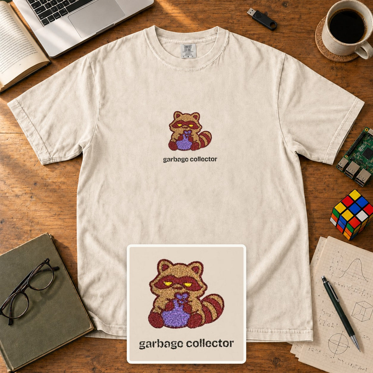 Garbage Collector Embroidered Shirt in Ivory