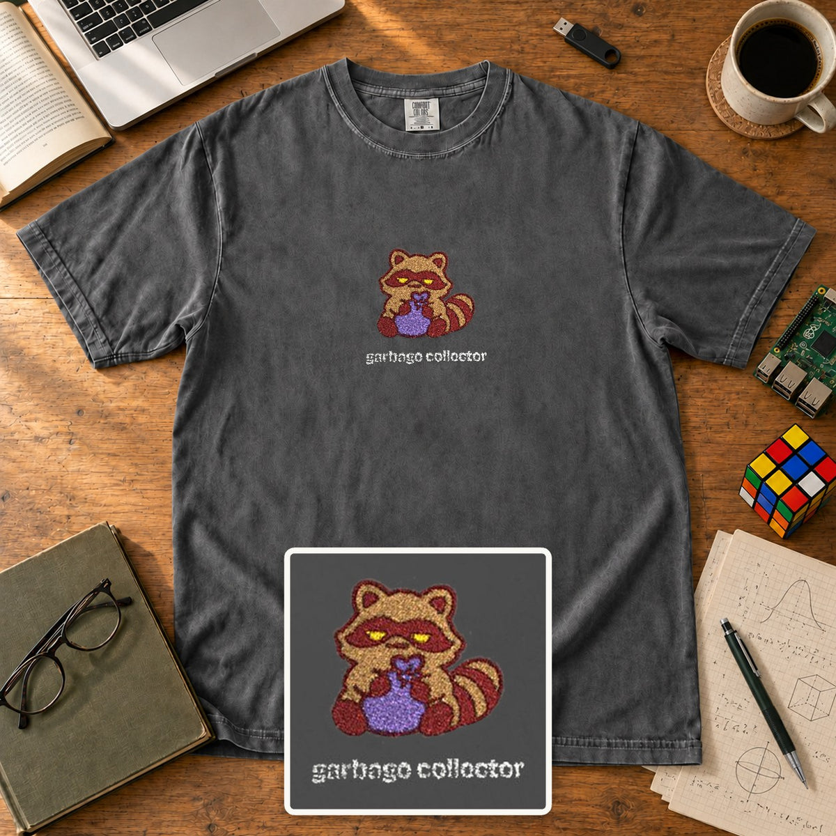 Garbage Collector Embroidered Shirt in Pepper
