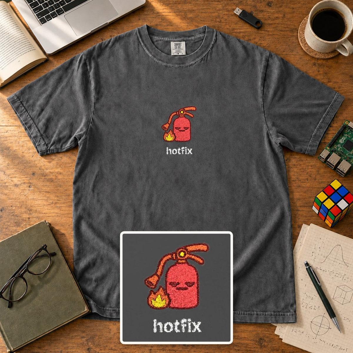 Hotfix Embroidered Shirt in Pepper