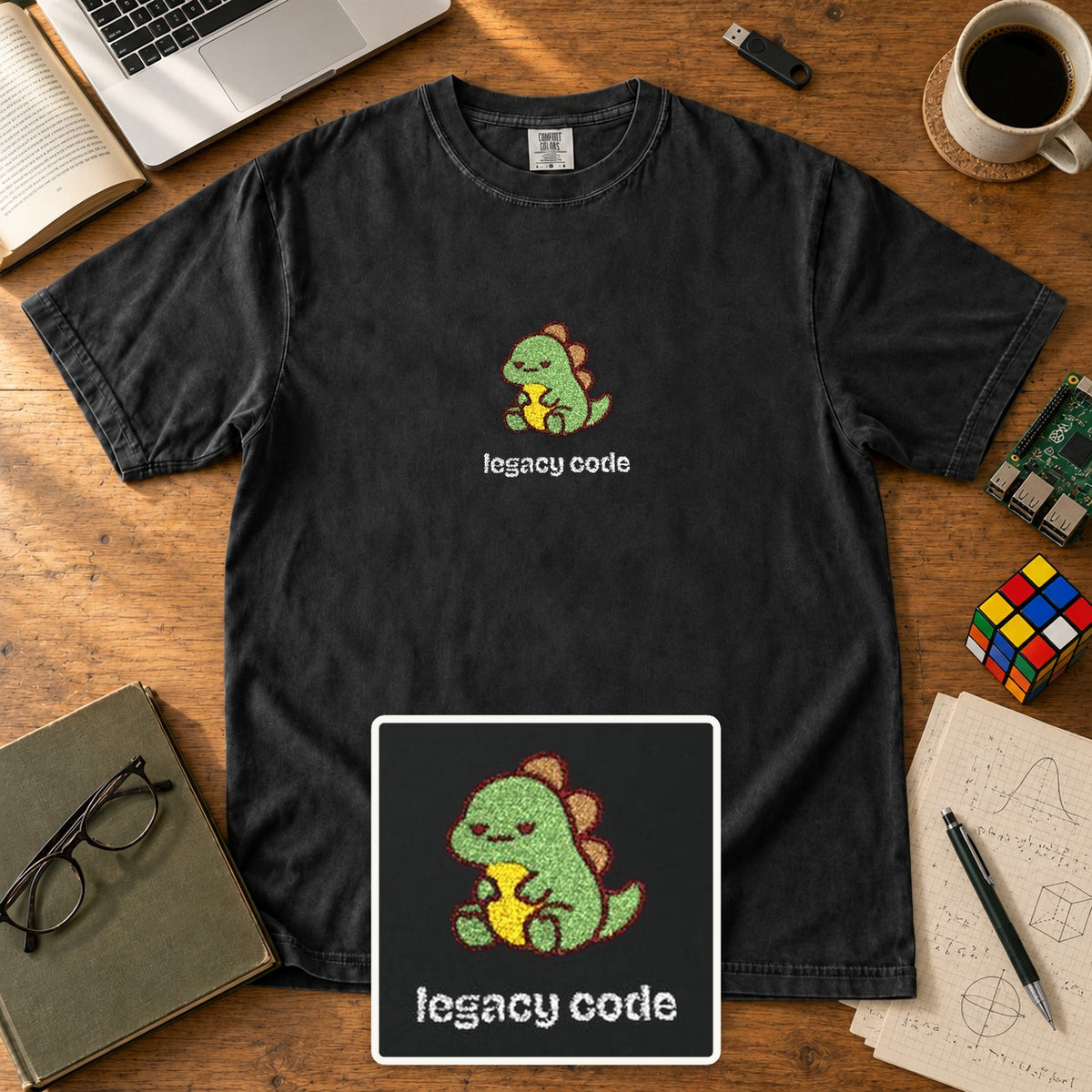 Legacy Code Embroidered Shirt in Black