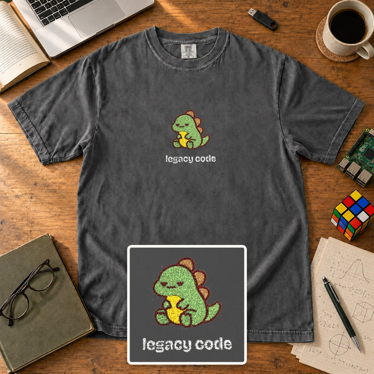 Legacy Code Embroidered Shirt in Pepper