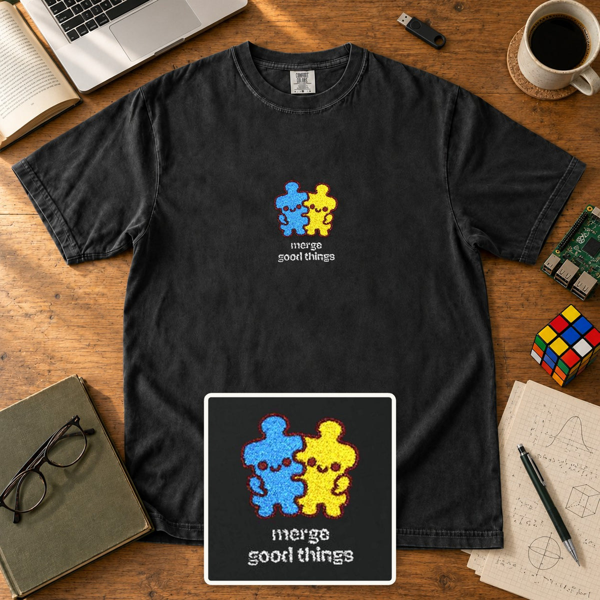 Merge Good Things Embroidered Shirt in Black