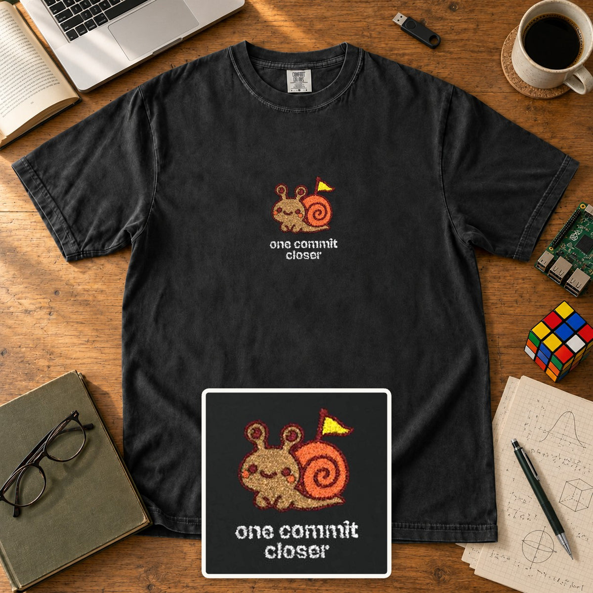 One Commit Closer Embroidered Shirt in Black