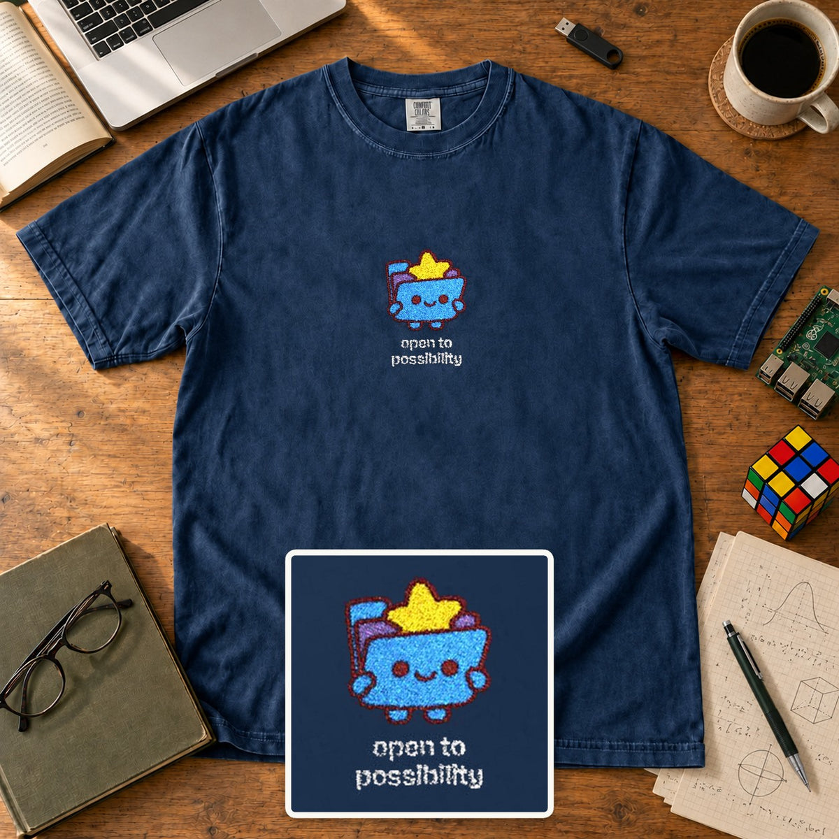 Open To Possibility Embroidered Shirt in True Navy