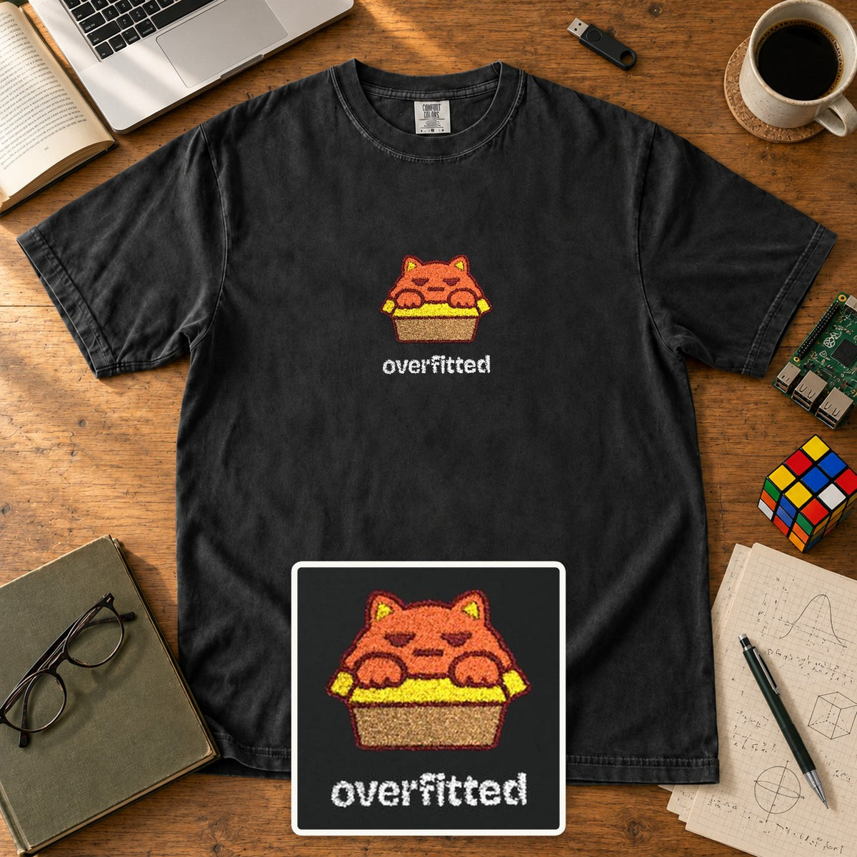 Overfitted Embroidered Shirt in Black