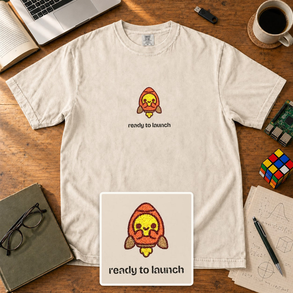 Ready To Launch Embroidered Shirt in Ivory