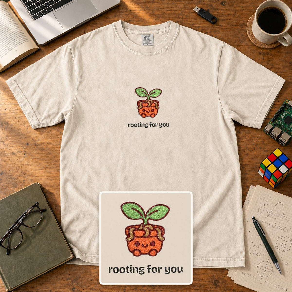 Rooting For You Embroidered Shirt in Ivory