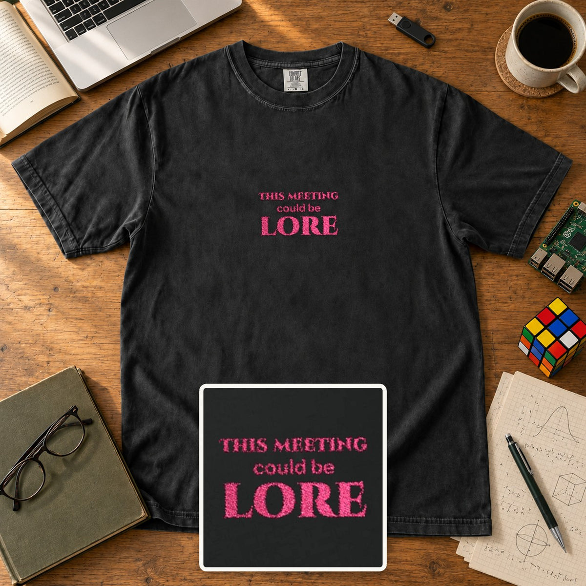 This Meeting Could Be Lore Embroidered Shirt in Black