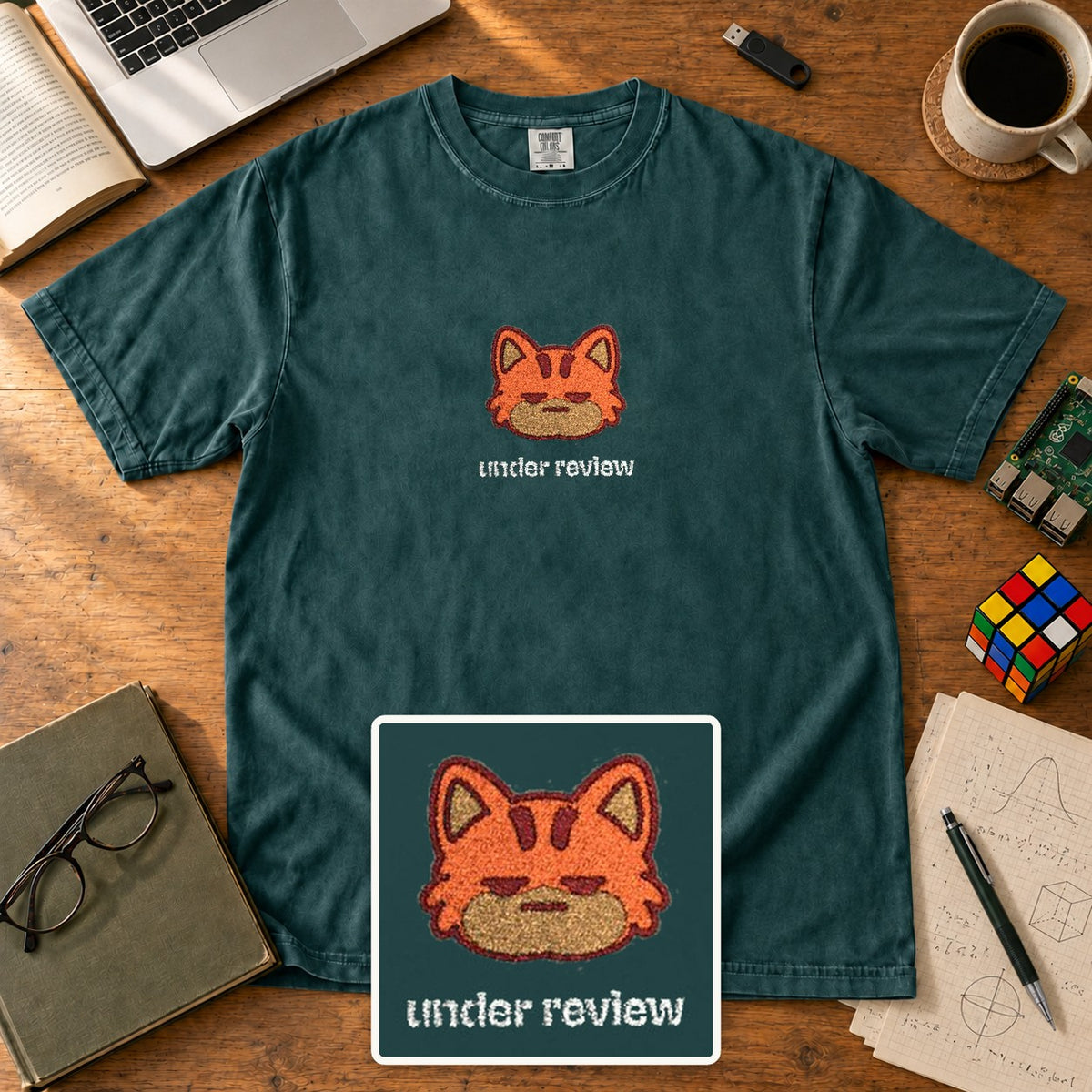 Under Review Embroidered Shirt in Blue Spruce