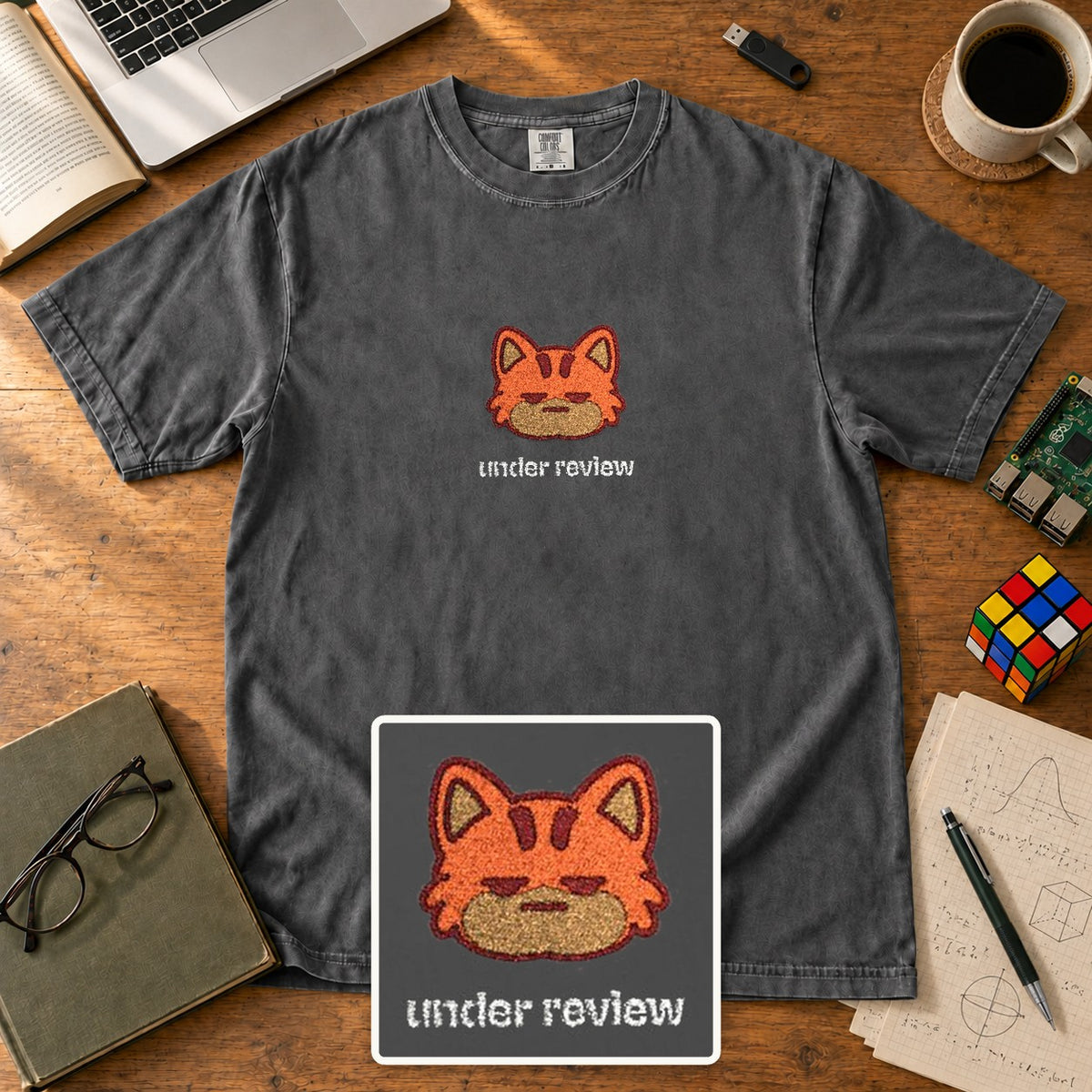 Under Review Embroidered Shirt in Pepper