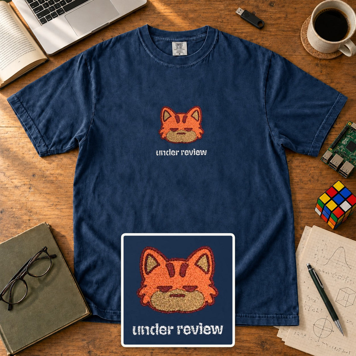 Under Review Embroidered Shirt in True Navy
