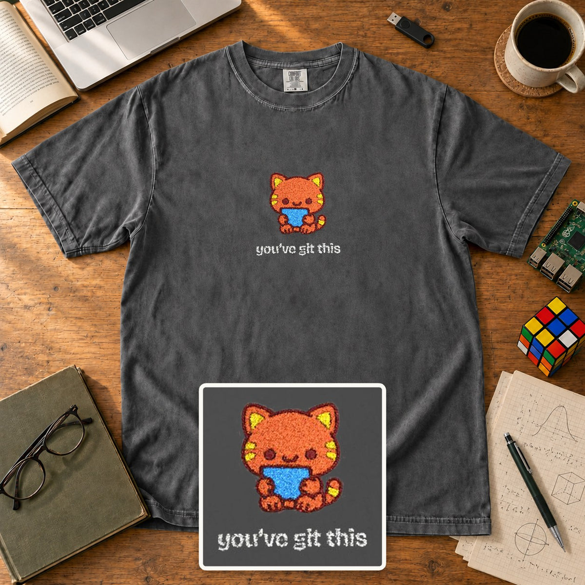 You’ve Git This Embroidered Shirt in Pepper