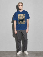 Work Again? Seriously? Premium Shirt - True Navy - on-model full length