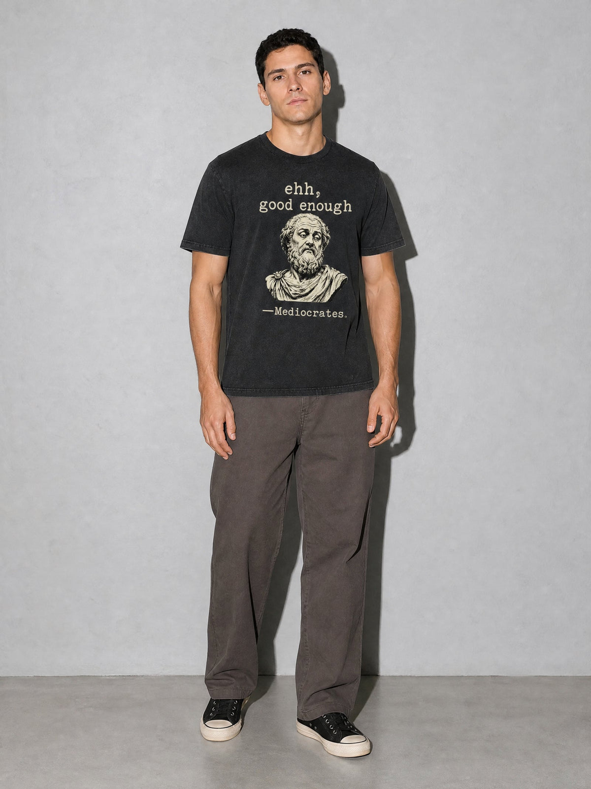 Mediocrates Premium Shirt - Black - on-model full length
