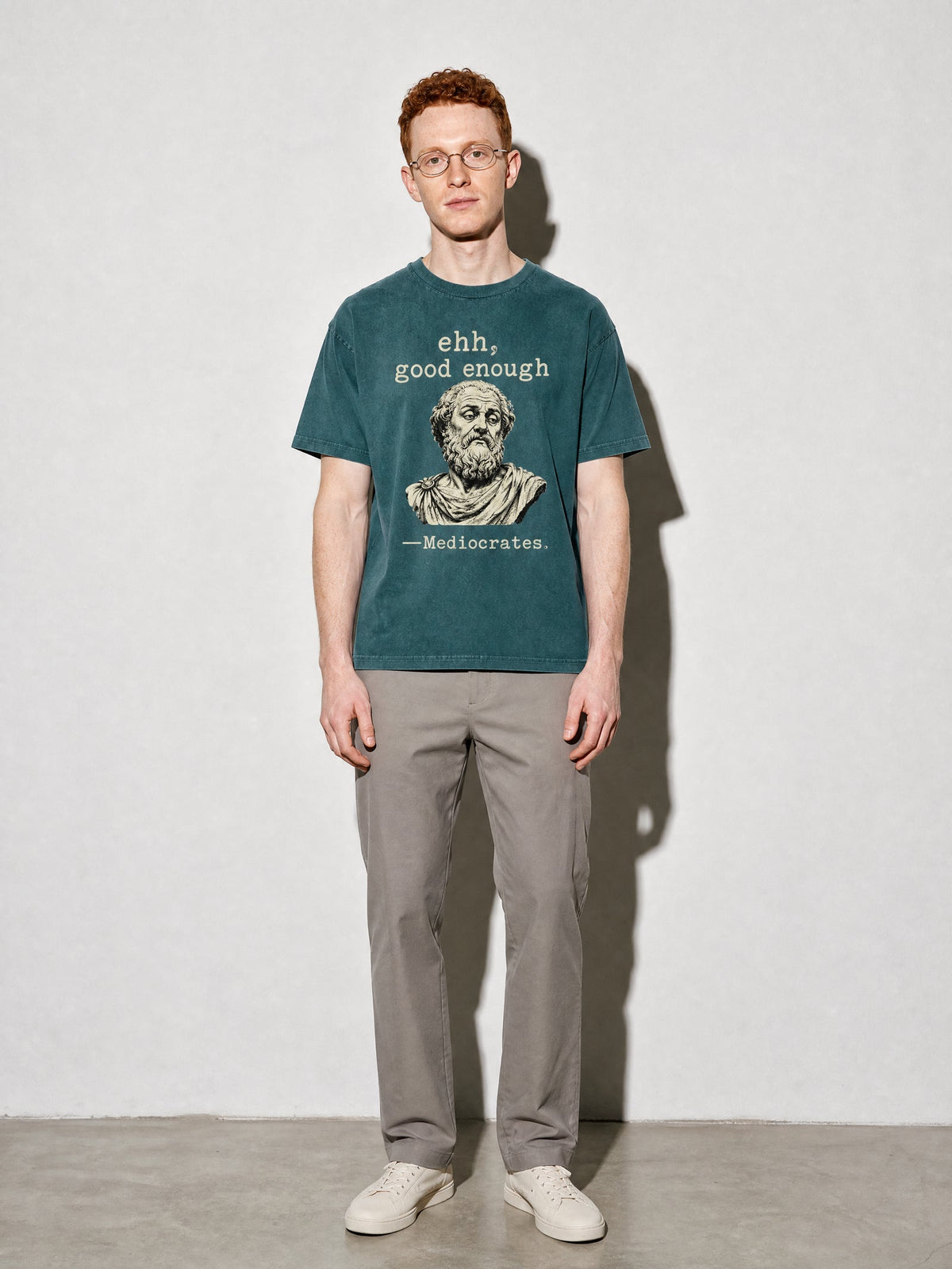 Mediocrates Premium Shirt - Blue Spruce - on-model full length