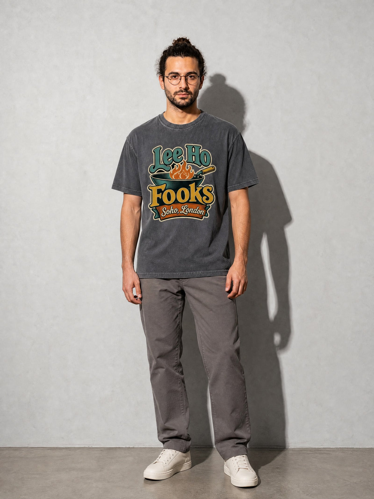 Lee Ho Fooks Premium Shirt - Pepper - on-model full length