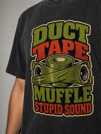 Duct Tape Muffles Stupid Sound Premium Shirt - Black - printed fabric detail