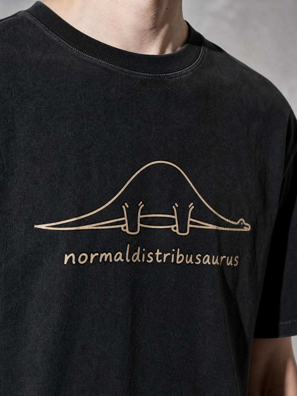 Normaldistribusaurus Premium Shirt - Black - printed fabric detail
