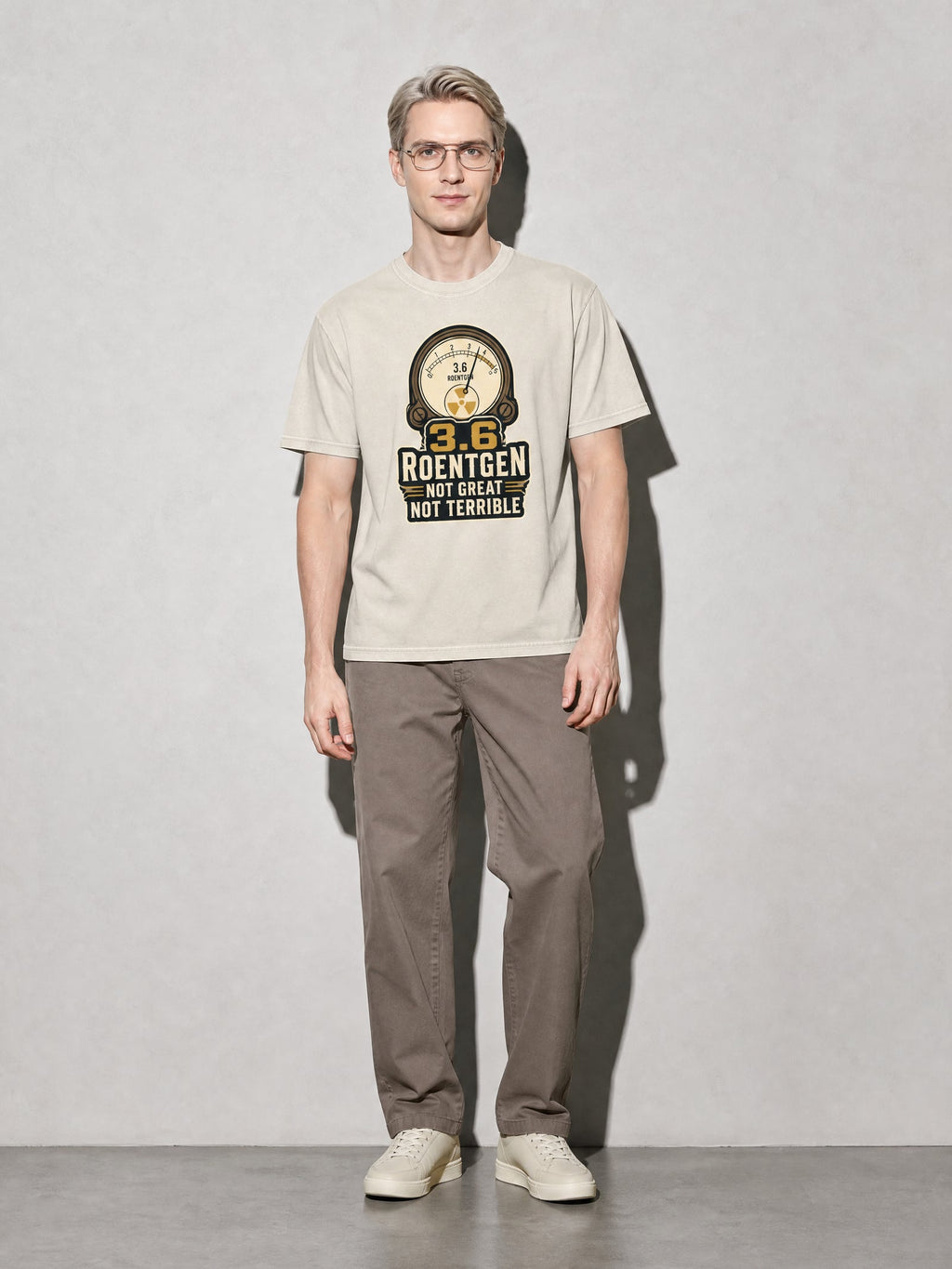 3.6 Roentgen Premium Shirt - Ivory - on-model full length