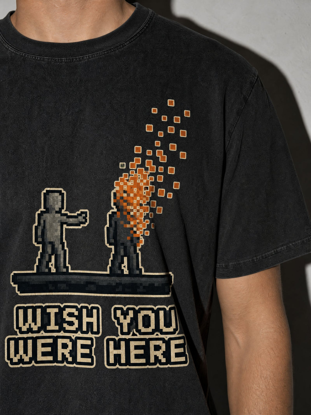 Wish You Were Here Premium Shirt - Black - printed fabric detail