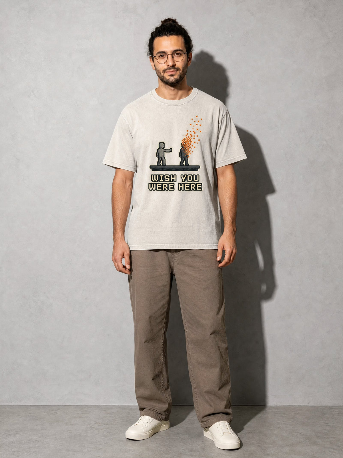 Wish You Were Here Premium Shirt - Ivory - on-model full length