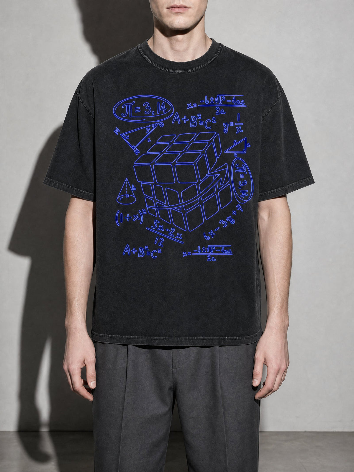 Pi Cubed Premium Shirt - Black - on-model zoom