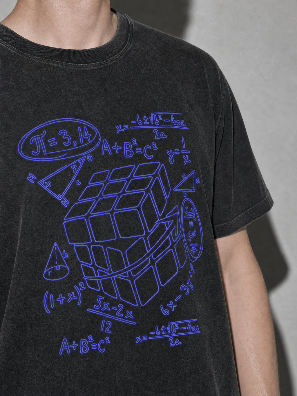 Pi Cubed Premium Shirt - Black - printed fabric detail