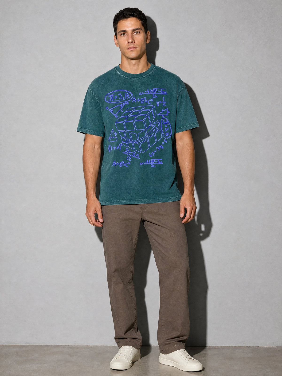 Pi Cubed Premium Shirt - Blue Spruce - on-model full length