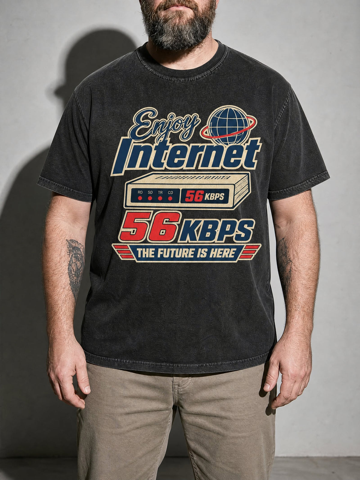Enjoy Internet 56 Kbps Premium Shirt - Black - on-model zoom
