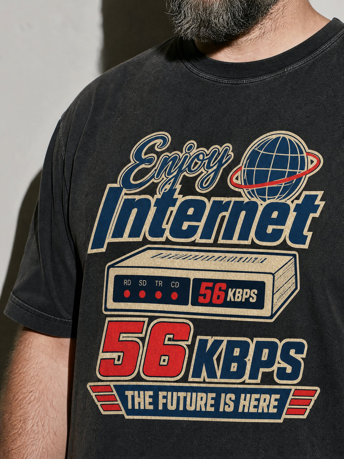 Enjoy Internet 56 Kbps Premium Shirt - Black - printed fabric detail