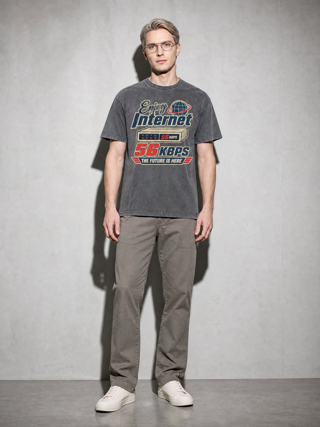 Enjoy Internet 56 Kbps Premium Shirt - Pepper - on-model full length